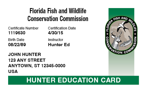 Florida hunter education card