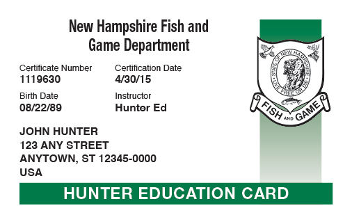 New Hampshire hunter education card