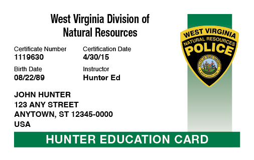 West Virginia hunter education card