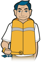 Diagram illustrating how the life vest will inflate