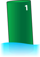 Green nun buoy, marked with the number 1.