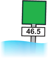 Green river marker with the number 46.5.