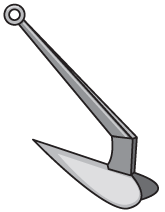 Plow anchor, with a plow shaped end.