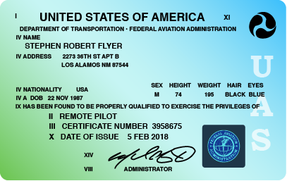 example faa drone license number