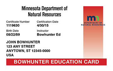 Minnesota hunter education card