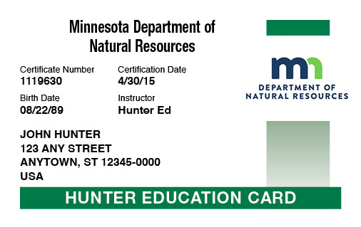 Minnesota hunter education card