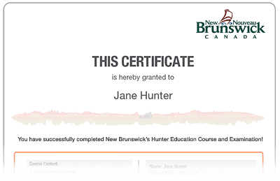 New Brunswick hunter education certificate